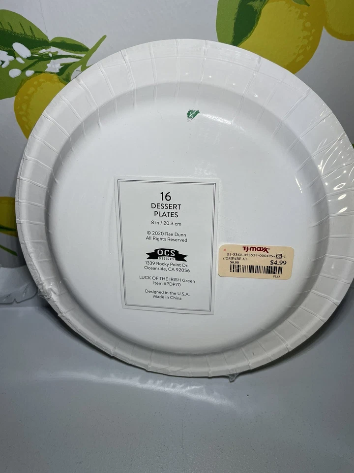 Rae Dunn Luck Of The Irish 16 бумажных тарелок диаметр 8 дюймов новые в упаковке - Изображение 2 из 2