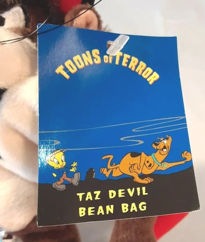 Gorro de peluche vintage 1998 Tasmania Devil TAZ Warner Bros Studio Toons of Terror - Imagen 7 de 10