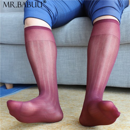 Paquete de 4 Pares Para Hombre A Rayas Anchas Sexy Vestido Transparente Elástico Chinlon Seda Traje Calcetines - Imagen 12 de 13