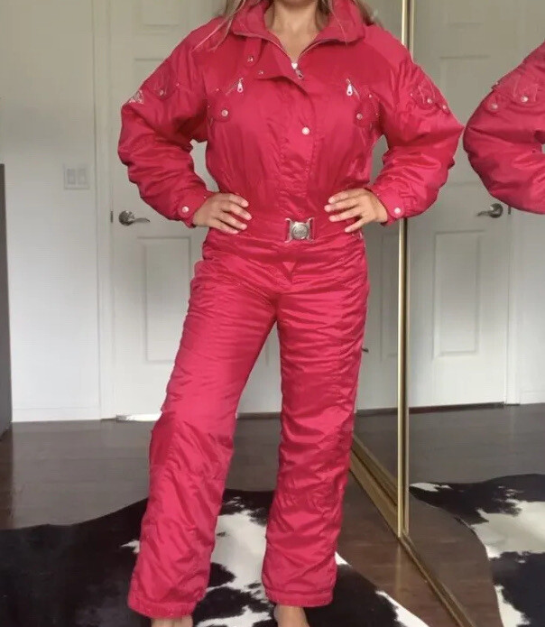 Traje de snowboard de esquí de nieve retro de neón de colección para mujer talla 10