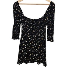 Reformation Loulou Mini Dress Black Floral Size Small