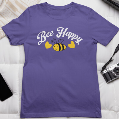 Bee Happy T-shirt Meme Honeycomb Insect Wildlife Bumble Nature