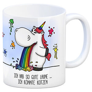 Ich Habe So Gute Laune Kaffeebecher Einhorn Kotze Kaffeetasse Lustig Tasse Ebay