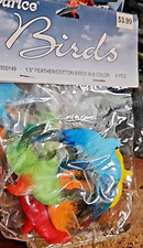 3 packs Darice 1.5" feathered cotton birds colors Vintage 18 Tropical birds