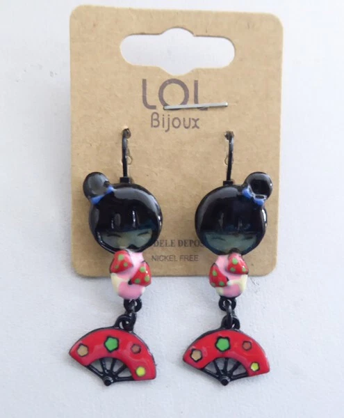 Boucles D'oreilles Betsey Johnson - Lapin Alice émail Noir - Strass - Neuf Avec étiquettes