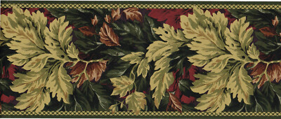 Acanthus Maple Leaf Black Dark Green Red Leaves Vine Wallpaper Border