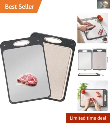 Exquisite Double-Sided Chopping Board - Gift-Ready Stainless Steel & Wheat Straw