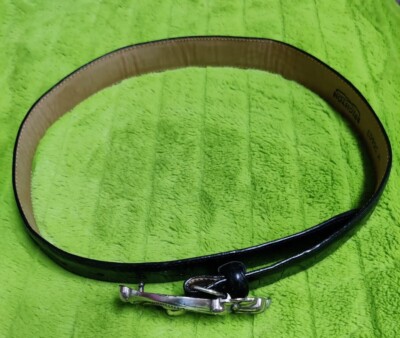 1995 Brighton Croc Embossed Leather Belt L44803 Black Silver Scrolls Buckle Sz L Brighton Black Croc Embossed Leather Belt Silver Ornate  main image 4