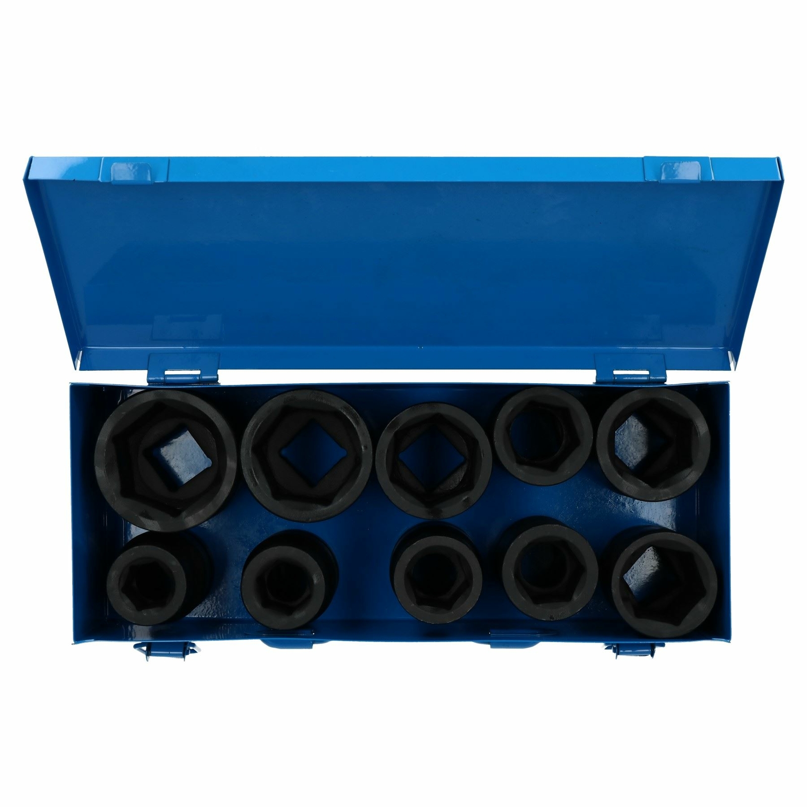 10pc Deep Hex Impact Socket Set Metric 1"" dr Sockets 22mm to 50mm 6 Sided TE317