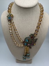 Beautiful Champagne Crystal & Multi Colored Crystal Statement Necklac