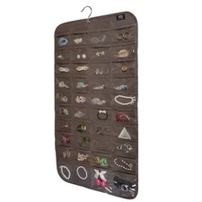 80 Pocket Double Sided Hanging Jewelry Organizer, 40 Pockets on Each Side