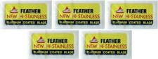 50X Feather Double Edge Razor Blades Platinum Coated Hi-Stainless Steel Japan Ma