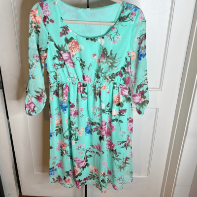 mint green floral maternity dress Floral Side Tie V-Neck Maternity Nursing Dress JADE / X-LARGE main image 1