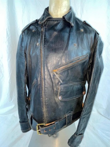 CHAQUETA DE MOTOCICLISTA DE CUERO DE CABALLO KING ESTILO BUCO J-27 44 BUCO AÑOS 50 60 DE COLECCIÓN - Imagen 19 de 24