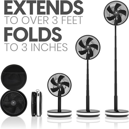 Compact Wireless Battery Fan with 4 Speeds & Carry Case - Ideal for Travel - Picture 5 of 11