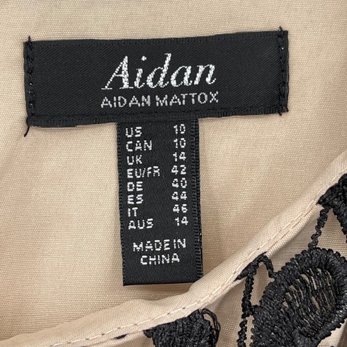 Aidan Mattox Lace Crepe Cocktail Dress Fit & Flare Long Bell Sleeves Black 10 - Picture 6 of 11