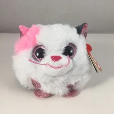 Muffin, TY Puff Beanie Balls, NEW! Plush , with /tags The Pink/White Cat