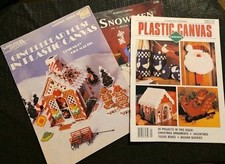 Lot 3 Holiday Plastic Canvas Books Leisure Arts & American School Needlework FS