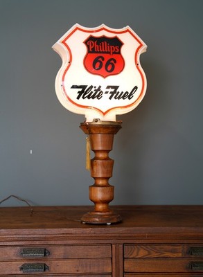 Original Phillips 66 Flite Fuel Gas Pump Globe sign 1950's Desktop Lamp Vintage