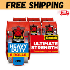 6 Pack Scotch Heavy Duty Packing Tape Clear Shipping Moving Boxes 1.88" W