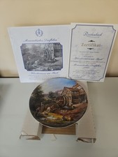 Sammelteller  W&auml;scherinnen am Bach, E. Guinther, Romantisches Dorfleben