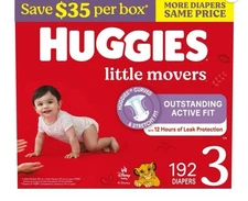 Huggies Little Movers Baby Diapers Size 3 (16-28 lbs) 192 Count - NEW