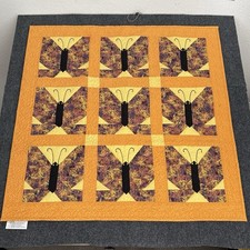 Vintage Butterfly Quilt Handmade Cottage Core Beautiful 40.5 x40.5