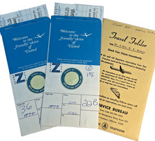 Vintage United Airlines Ticket Jacket & Travel Pass Folder 1960's lot
