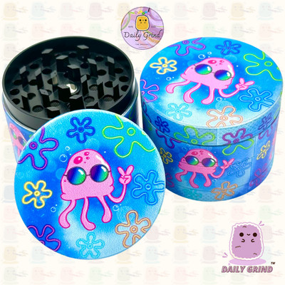50 mm Cartoon Garnelen Y2K Design Metall Tabak Magnet 4-teilig Grinder lustiges Geschenk