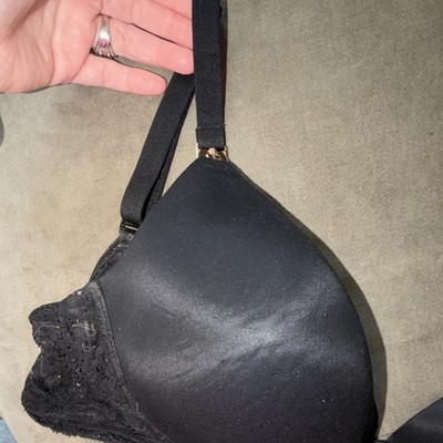 Victoria's Secret Push Up Bra Black Lace Padded Adjustable Straps 34B