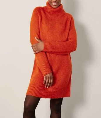 Brand New Monsoon Roll Neck Burnt Orange Jumper Dress UK 10-20
