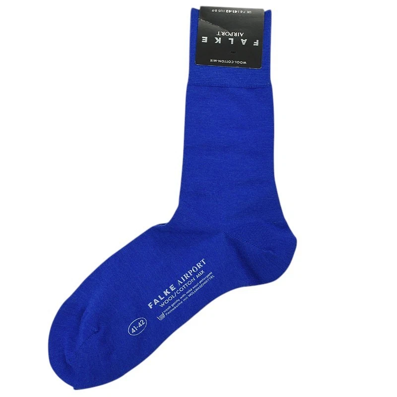 FALKE Mens Blue AIRPORT Wool Cotton Blend Crew Socks 8-9 NEW