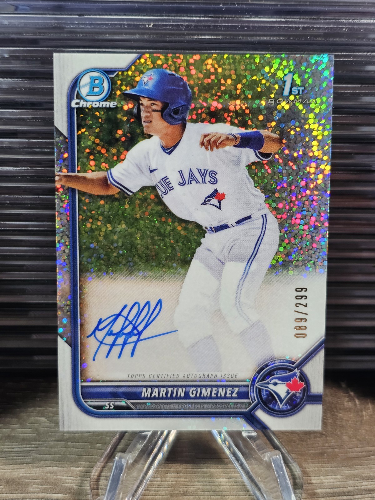 2022 Bowman Martin Gimenez 1st Chrome Auto Speckle Refractor /299 Blue Jays