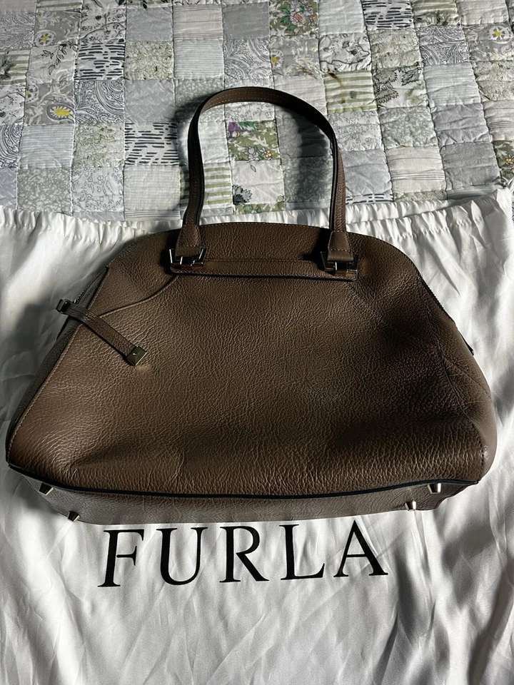 Furla Taupe Leather Handbag - Image 2 of 4