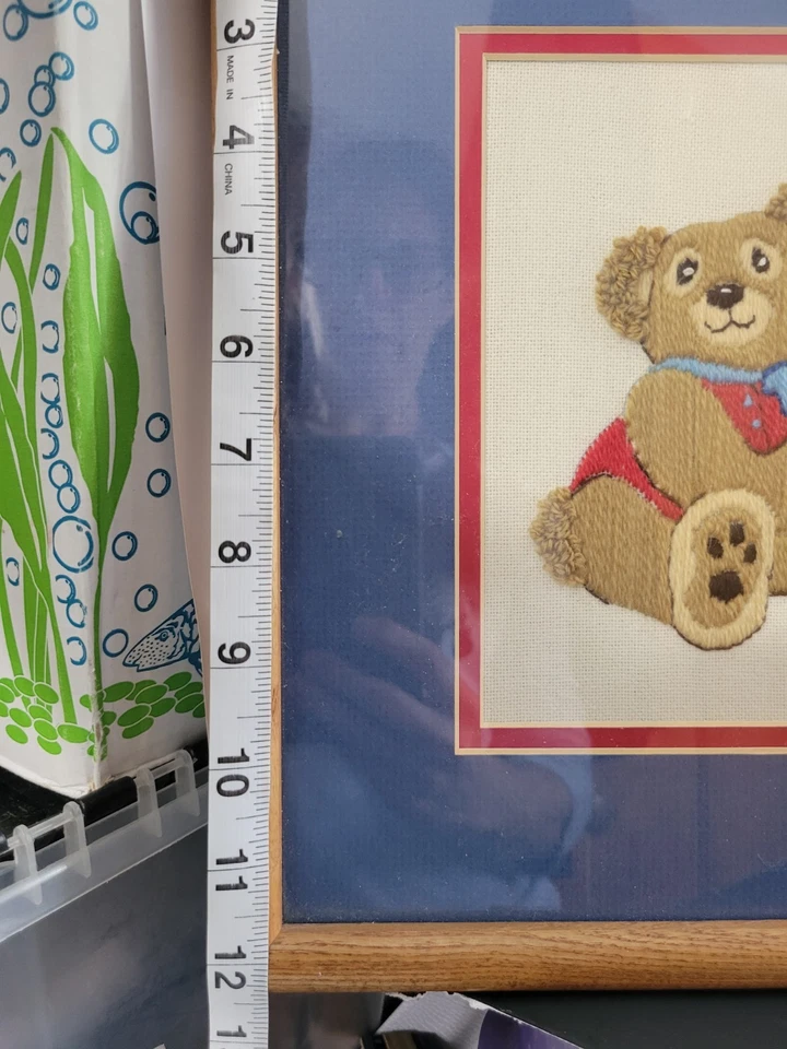 Osos de peluche Tumbling completos enmarcados crewel de colección decoración de guardería habitación infantil bebé niño Foto 3 de 4