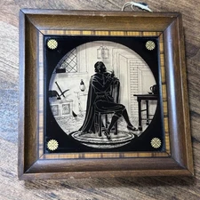 Vtg C & A Richard’s Reverse Painted Silhouette Man Smoking Elite High Brow Fancy