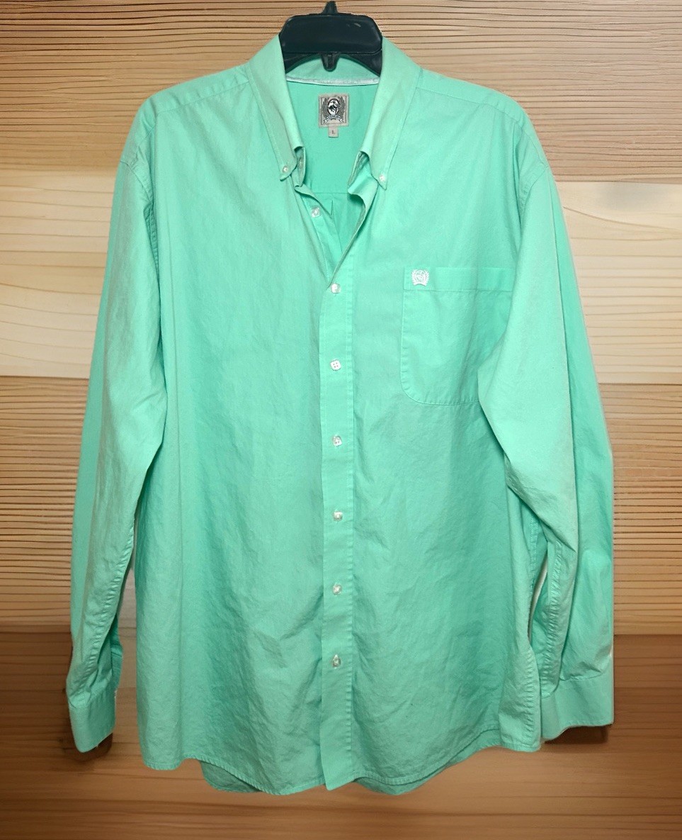 Cinch Men's Western Solid Mint Green Button-Down … - image 2