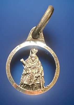 Vintage Catholic Virgin Of Carmel Tiny  Silver Tone Religious Medal