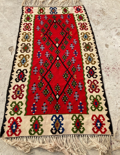 Vintage Traditional Handmade Beautiful Turkish Kilim Floor Rug Carpet 190x101 cm