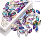 High-quality Plated color Crystal Glass Navette Faceted DIY Accessories