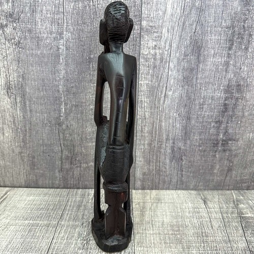Statua tribale in legno intagliato a mano arte popolare africana Kenya vintage - Foto 10 di 12