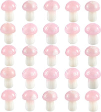 25 Pcs Pink Mushroom Glass Beads Charms Handmade Lampwork Loose Spacer Beads for