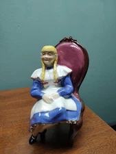Vintage California Brayton Laguna Girl in Chair Art Pottery 1950's Blonde 6.25"T