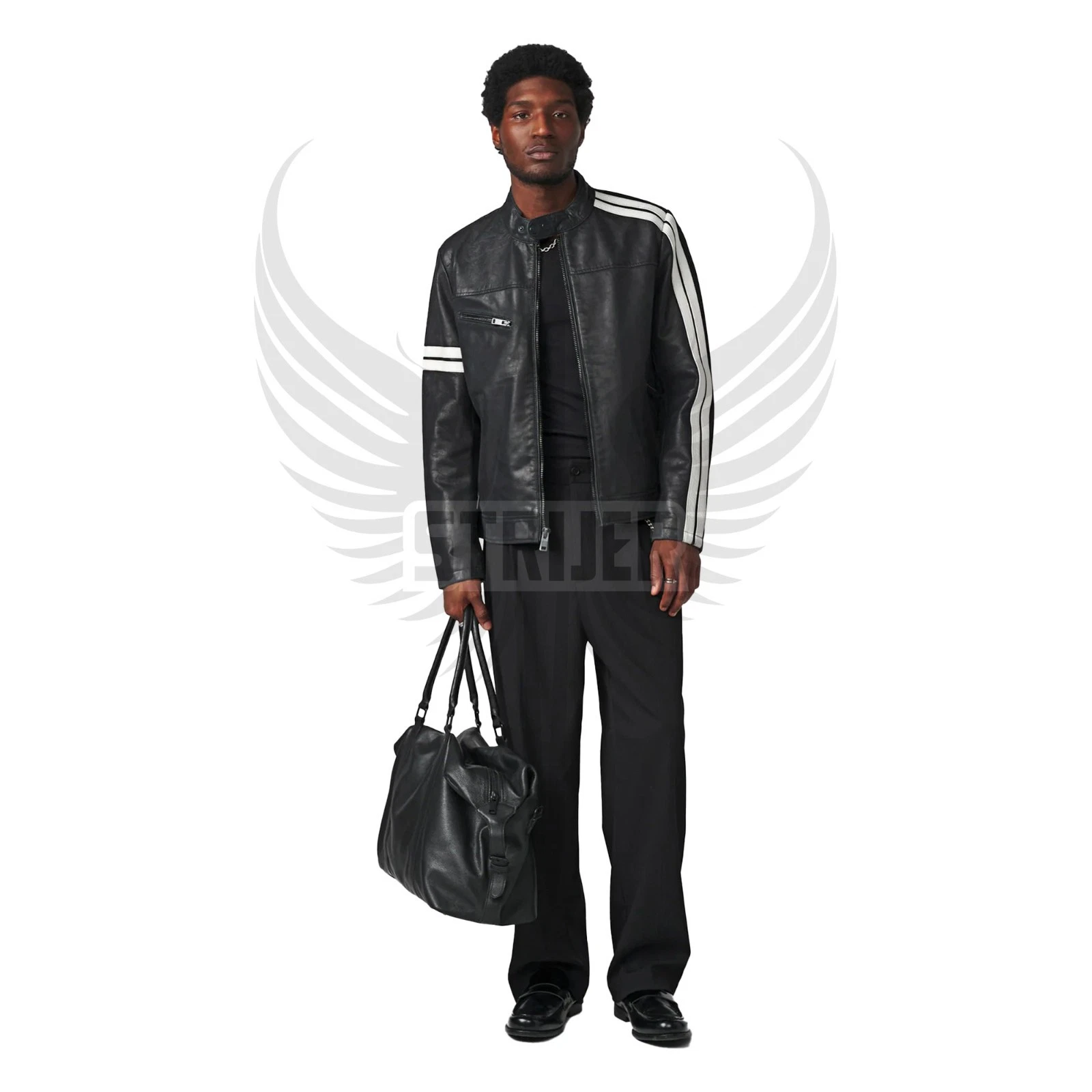 Men Black Leather jacket SOA Biker Style Western Traditional Motorcycle Jacket