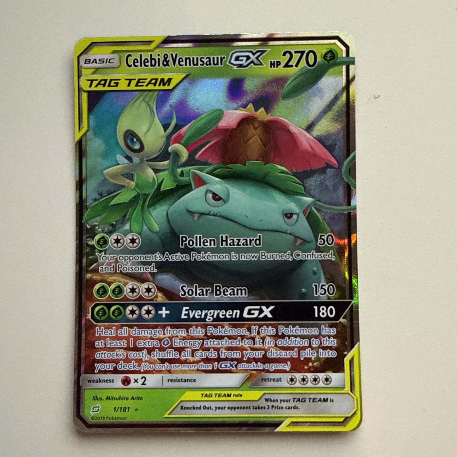 Celebi & Venusaur GX - 1/181 (Team Up) - Near Mint NM - Ultra Rare