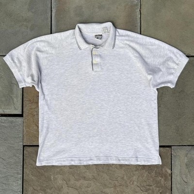 Neo-Vintage 90s Made in USA Cream Grey Waffle Knit Polo