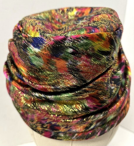 Vintage 1950s Ladies Hat Vivi by Elite w/ Orig Store Tag Rainbow & Gold Colors - Picture 4 of 11