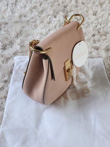 $2050 New 100% Auth Chloe Drew Small Womens Crossbody Cement Pink Leather Bag - Picture 2 of 10