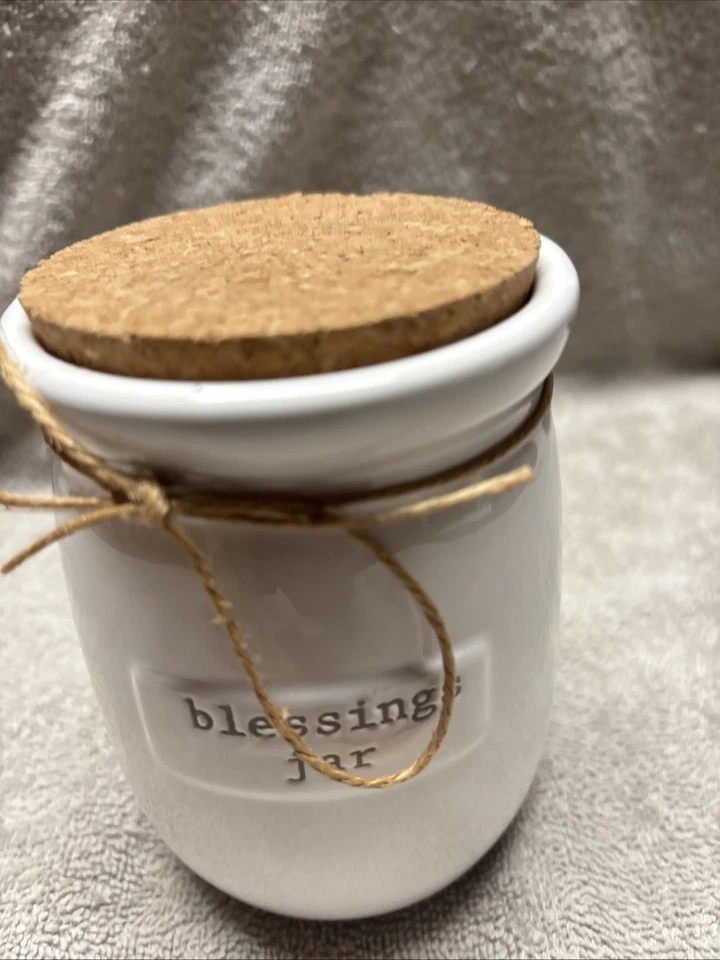 PASTEL DE BARRO ~ "FRASCO DE BENDICIONES" ~ CERÁMICA CON TAPA DE CORCHO Y TARJETAS DE SENTIMIENTO EN BLANCO ~     Foto 2 de 4
