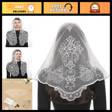 Elegant Chapel Veil for Women - Catholic Mantilla with Cross Lily Design, Lati